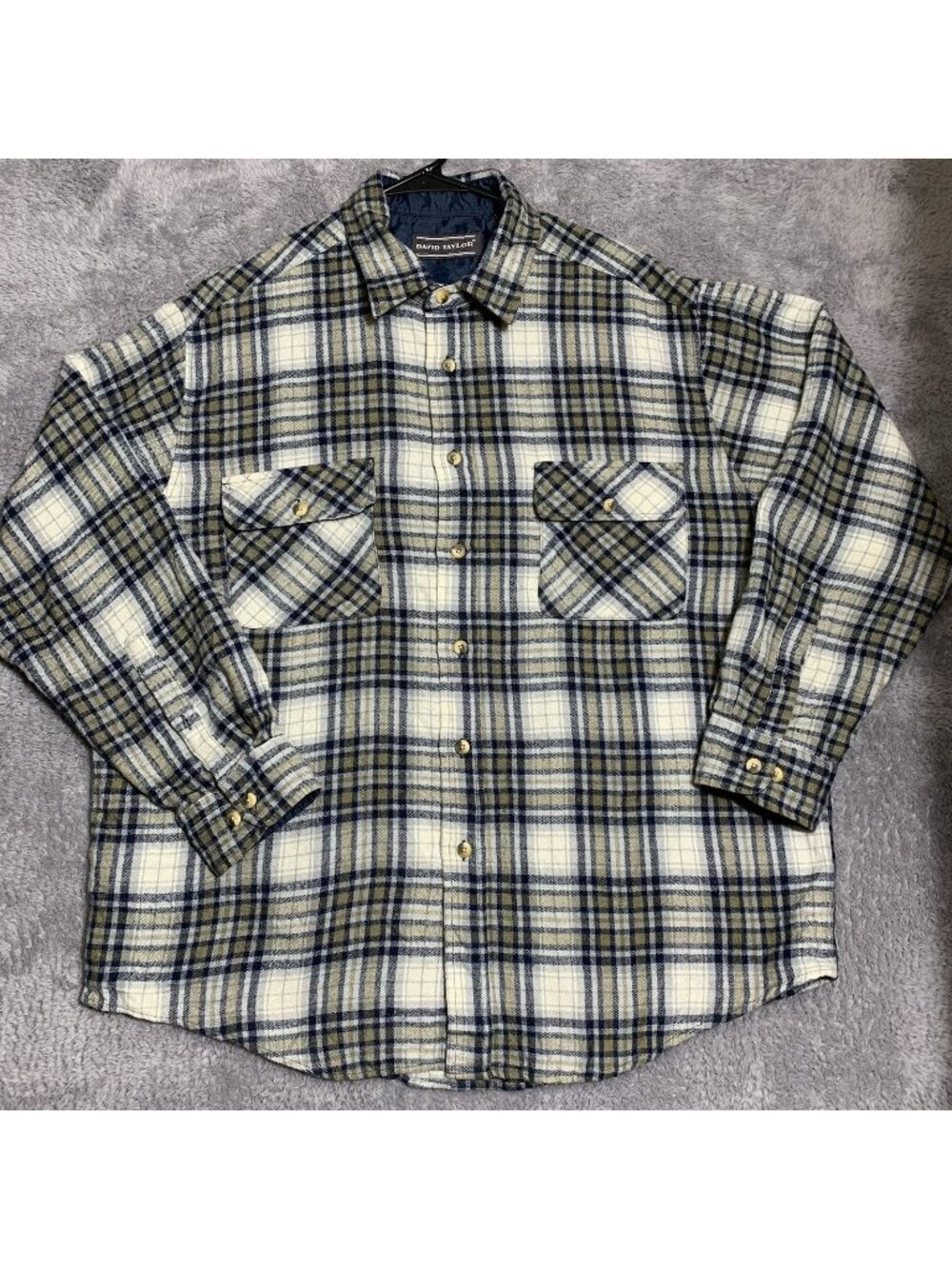 David Taylor Long Sleeve Button Up Mens XL Plaid Thermal Shirt